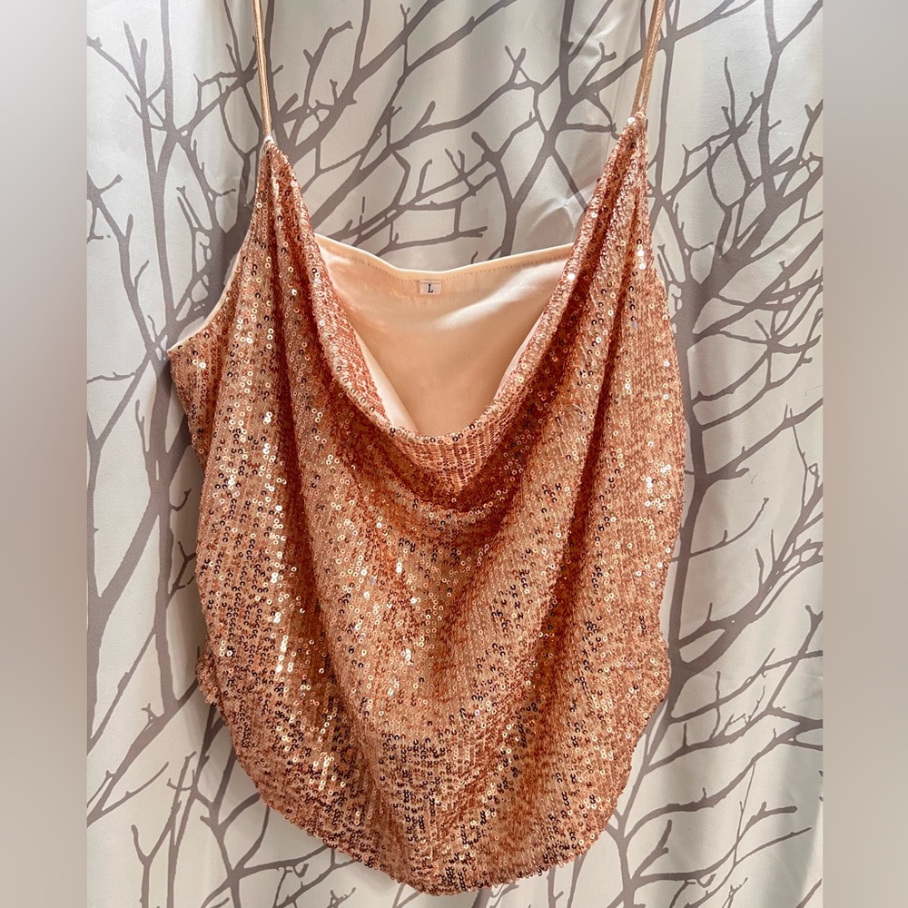 Sequin Cowl Neck Top